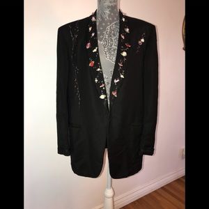 Vintage tuxedo jacket with hand made silk flowers